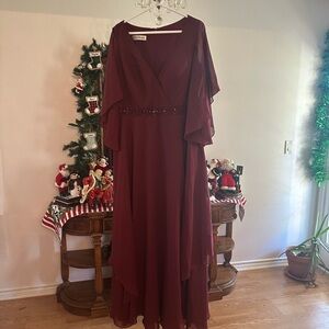 JJs House Cabernet A-line V-Neck Chiffon Dress